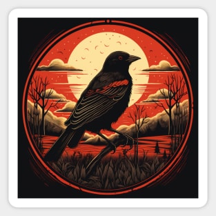 Red Winged Blackbird sunset Sticker